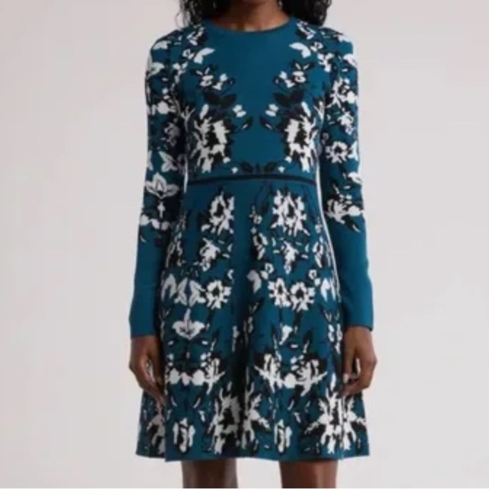 Eliza J Blue and White Floral Dress